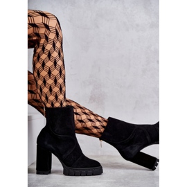 Bottes Noires En Daim À Talon Elia le noir 8