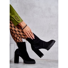 Bottes Noires En Daim À Talon Elia le noir 9