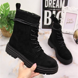 D&A Noir OLI175B boots trappeur daim noir 1