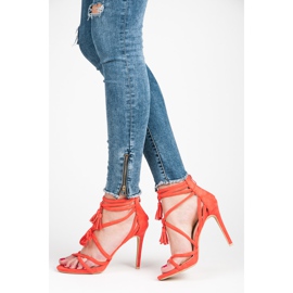 Vices Sandales Boho en daim sur un talon haut rouge 1