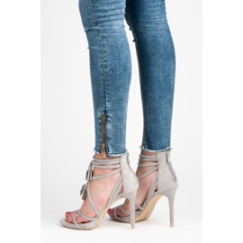 Vices Sandales Boho en daim sur un talon haut gris 2