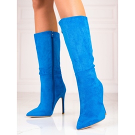 Bottes pour femmes sur une épingle Shelovet bleu 2