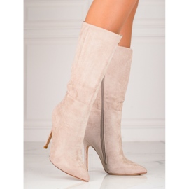 Bottes à talons hauts pour femmes beiges 2