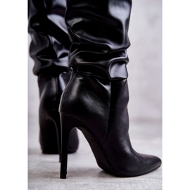 WS1 Bottes en éco-cuir froissé sur talon haut Caren noir le noir 2