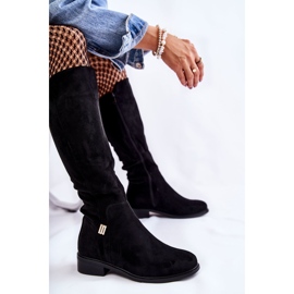 S.Barski Bottines Plates Daim Noir Giulia le noir 5