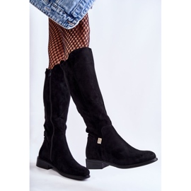 S.Barski Bottines Plates Daim Noir Giulia le noir 3