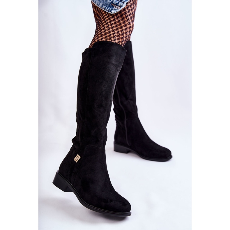 S.Barski Bottines Plates Daim Noir Giulia le noir 1