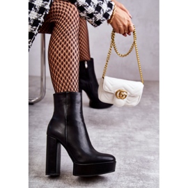 Bottines en cuir lisse, noir 2