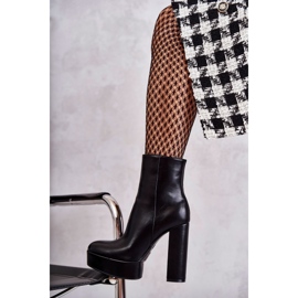 Bottines en cuir lisse, noir le noir 6
