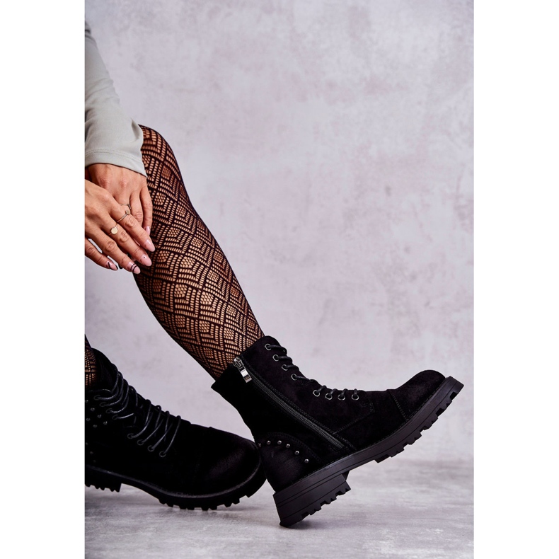 Bottines Palmira en daim noires à clous 2