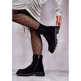 Bottines Palmira en daim noires à clous le noir 7