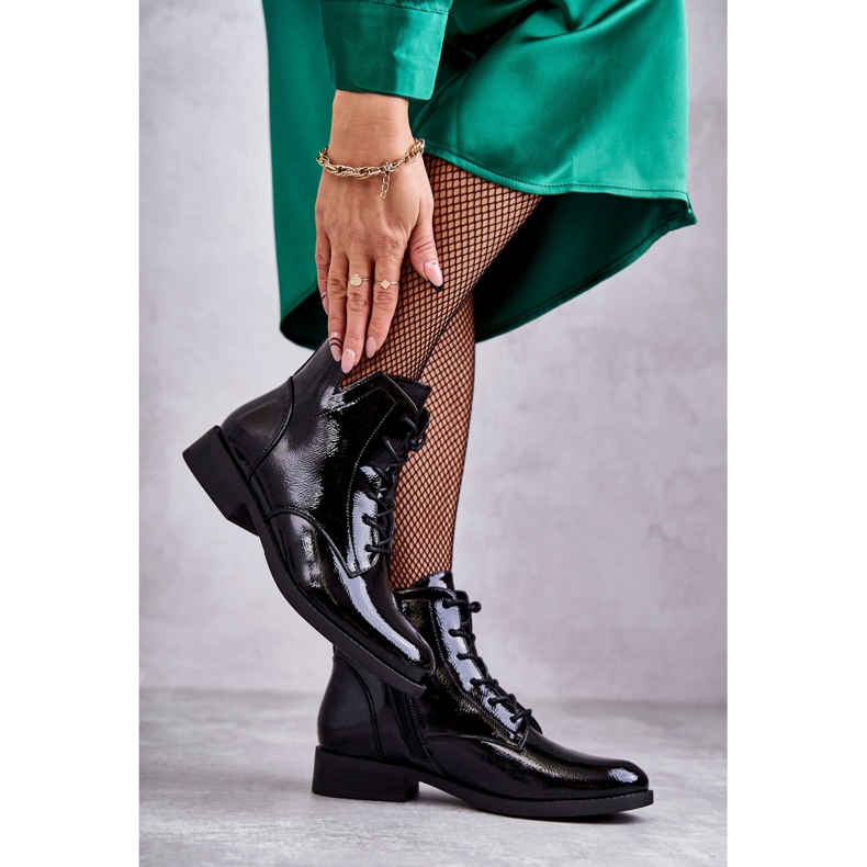 S.Barski Bottines Laquées Classiques Bottines Jodhpur Femme Bello noir 1