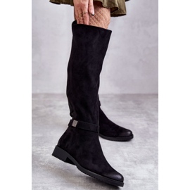 Vinceza Bottes à talon plat en daim pour femmes Noir Henrike le noir 4