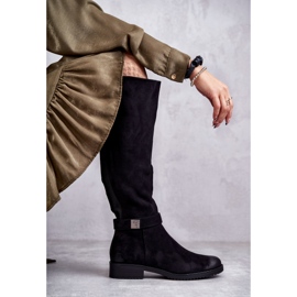 Vinceza Bottes à talon plat en daim pour femmes Noir Henrike le noir 3