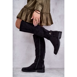 Vinceza Bottes à talon plat en daim pour femmes Noir Henrike le noir 6