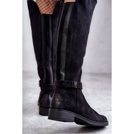Vinceza Bottes à talon plat en daim pour femmes Noir Henrike le noir 7