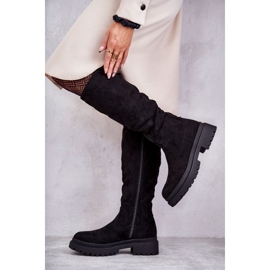 PE1 Bottes mi-bas chaudes noires pour femmes Helma 1