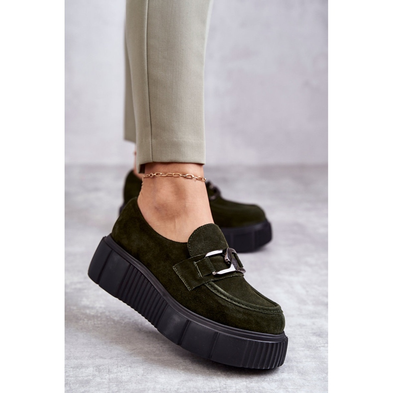 Chaussures en daim à la mode sur la plateforme Khaki Marsol vert 2