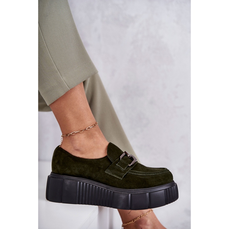 Chaussures en daim à la mode sur la plateforme Khaki Marsol vert 1