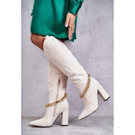 PG1 Bottes Chaudes En Daim Pour Femme Avec Une Chaîne Beige Clair Jasmin 5