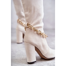 PG1 Bottes Chaudes En Daim Pour Femme Avec Une Chaîne Beige Clair Jasmin 3
