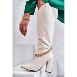 PG1 Bottes Chaudes En Daim Pour Femme Avec Une Chaîne Beige Clair Jasmin 4