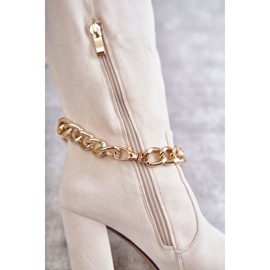 PG1 Bottes Chaudes En Daim Pour Femme Avec Une Chaîne Beige Clair Jasmin 9