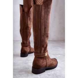 Vinceza Bottes à Talons Plats en Daim pour Femme Beige Henrike brun 2