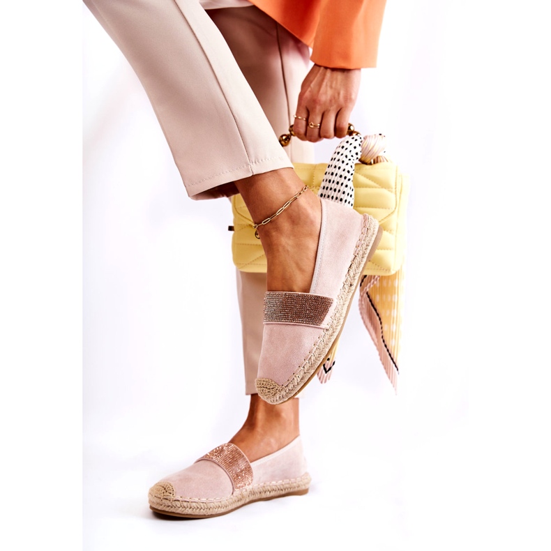Espadrilles à enfiler pour femme avec zircons cubiques roses 3