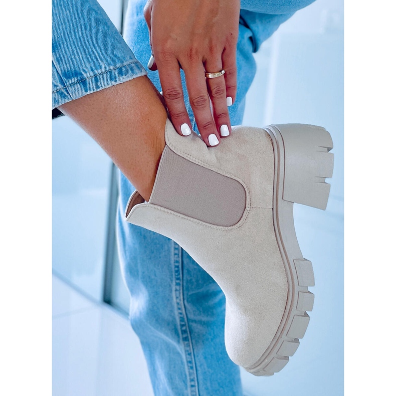 Bottines Chelsea femme Aime Daim Beige 1