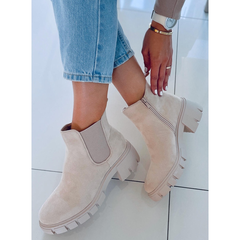Bottines Chelsea femme Aime Daim Beige 2