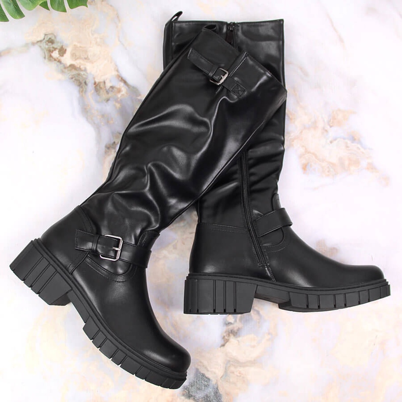 Jezzi Bottines noires pour femme à boucle ajustable Vinceza 1