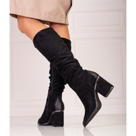 W. Potocki Bottes en daim pour femmes sur le poteau Potocki avec une tige à volants le noir 2