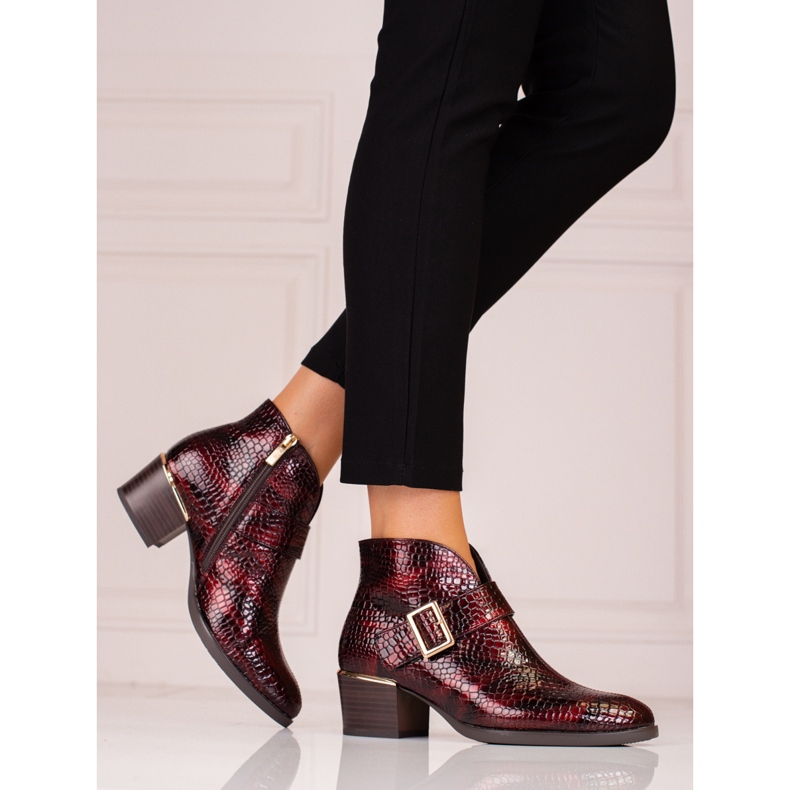 Vinceza Bottes pour femmes sur un poteau bas Shelovet avec une boucle bordeaux 2 Vinceza Bottes pour femmes sur un poteau bas Shelovet avec une boucle bordeaux 2