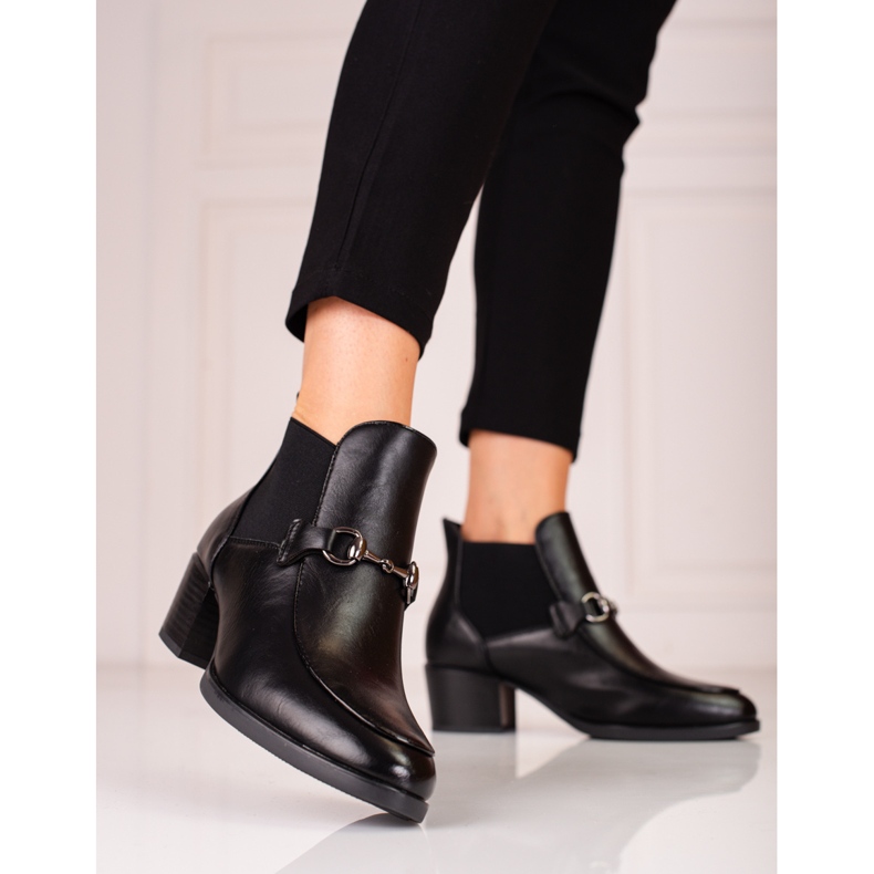 Bottines femme noires talon Jodhpur Vinceza 1