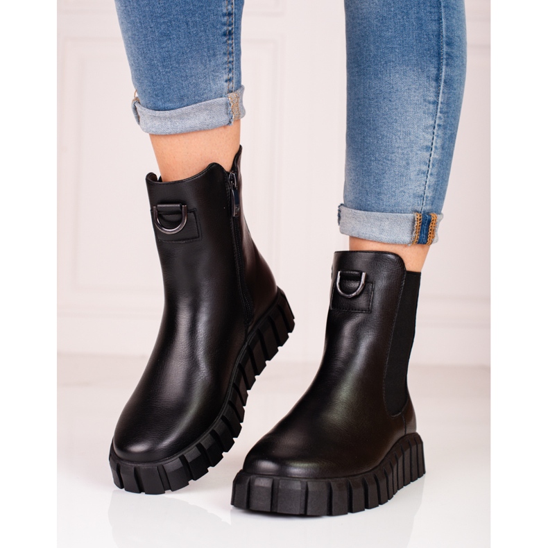 W. Potocki Bottines compensées femme Potocki noires 2