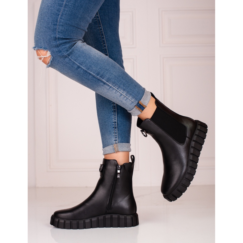 W. Potocki Bottines compensées femme Potocki noires le noir 1