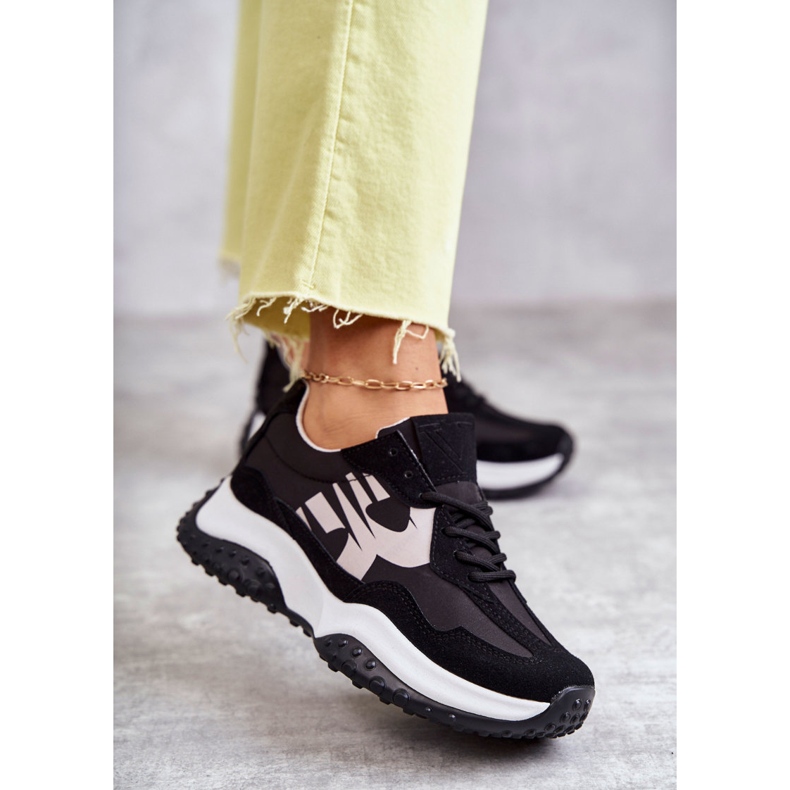 Vinceza Chaussures de sport femme nouées noires Tolea 1