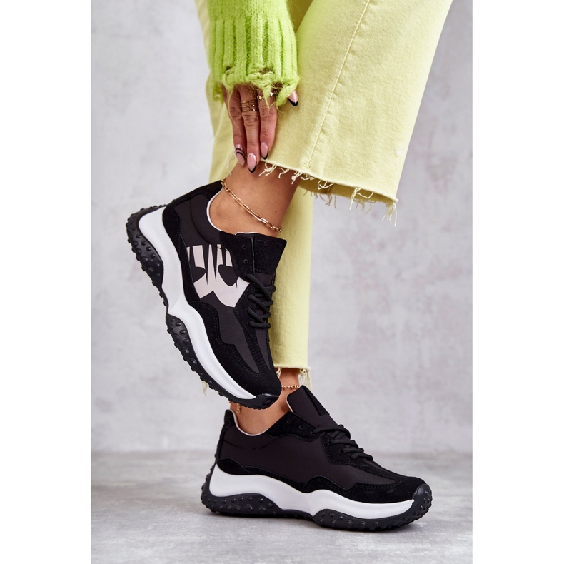 Vinceza Chaussures de sport femme nouées noires Tolea 2