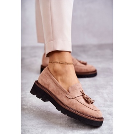 Vinceza Chaussures en daim pour femmes sur une plate-forme beige Unni 1