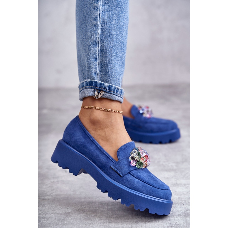 Vinceza Chaussures en daim pour femmes avec décoration Britt bleue 1