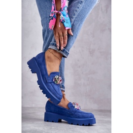 Vinceza Chaussures en daim pour femmes avec décoration Britt bleue 2