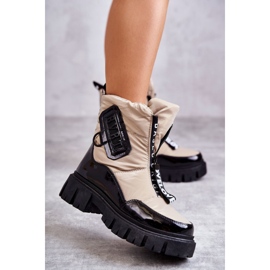 PM1 Bottes de neige chaudes beiges et noires pour femmes avec fermeture éclair Marit 2 PM1 Bottes de neige chaudes beiges et noires pour femmes avec fermeture éclair Marit 2