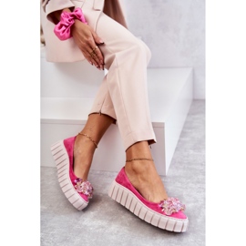 PA2 Ballerines en daim sur plateforme avec ornement Ladette fuchsia rose 6