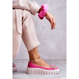 PA2 Ballerines en daim sur plateforme avec ornement Ladette fuchsia rose 8