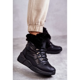 PE1 Bottes de neige à lacets pour femme Noir Anna 1