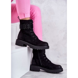 Bottes à lacets en daim pour femmes sur un talon plat Noir Firmina le noir 10