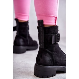 Bottes à lacets en daim pour femmes sur un talon plat Noir Firmina le noir 3