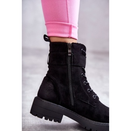 Bottes à lacets en daim pour femmes sur un talon plat Noir Firmina le noir 5