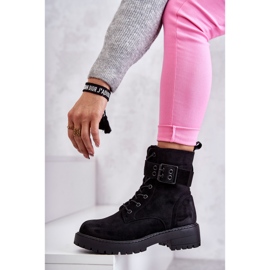 Bottes à lacets en daim pour femmes sur un talon plat Noir Firmina le noir 7